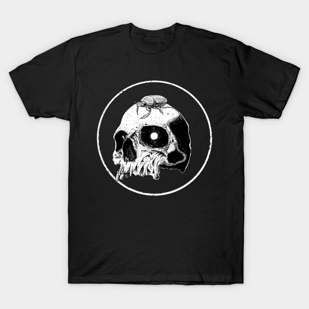 Macabre Skull and Scarab T-Shirt by DRIPCRIME Y2K